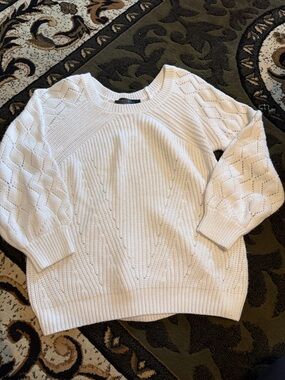 White Knit Women's Sweater - Classic Crewneck